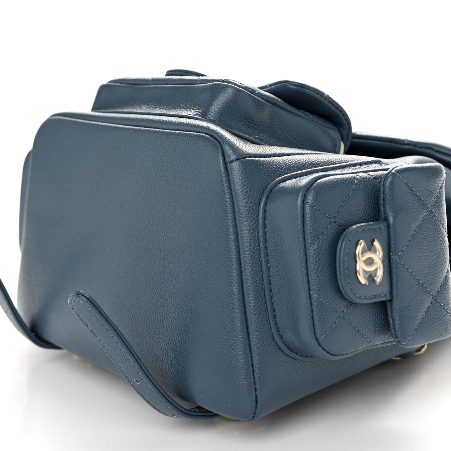 Shiny Caviar Quilted Small Cargo Duma Backpack Blue