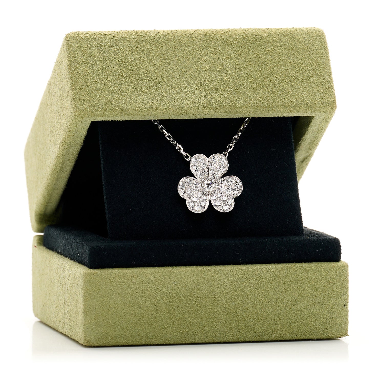 18K White Gold Diamond Small Frivole Pendant Necklace