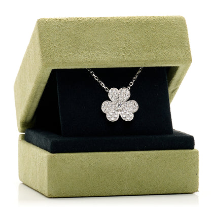 Van Cleef & Arpels 18K White Gold Diamond Small Frivole Pendant Necklace 6 of 6