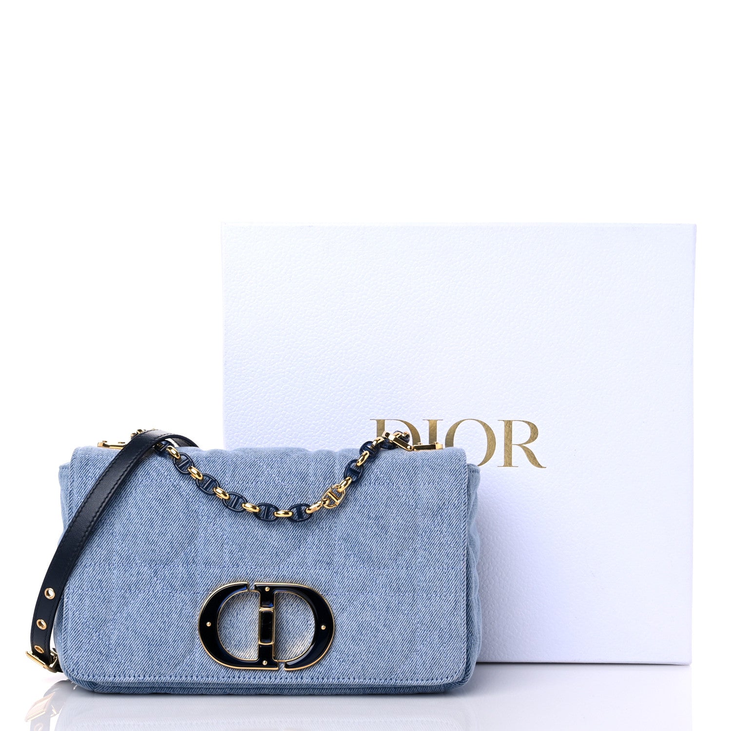 Christian Dior Denim Macrocannage Medium Caro Bag Blue 9 of 9