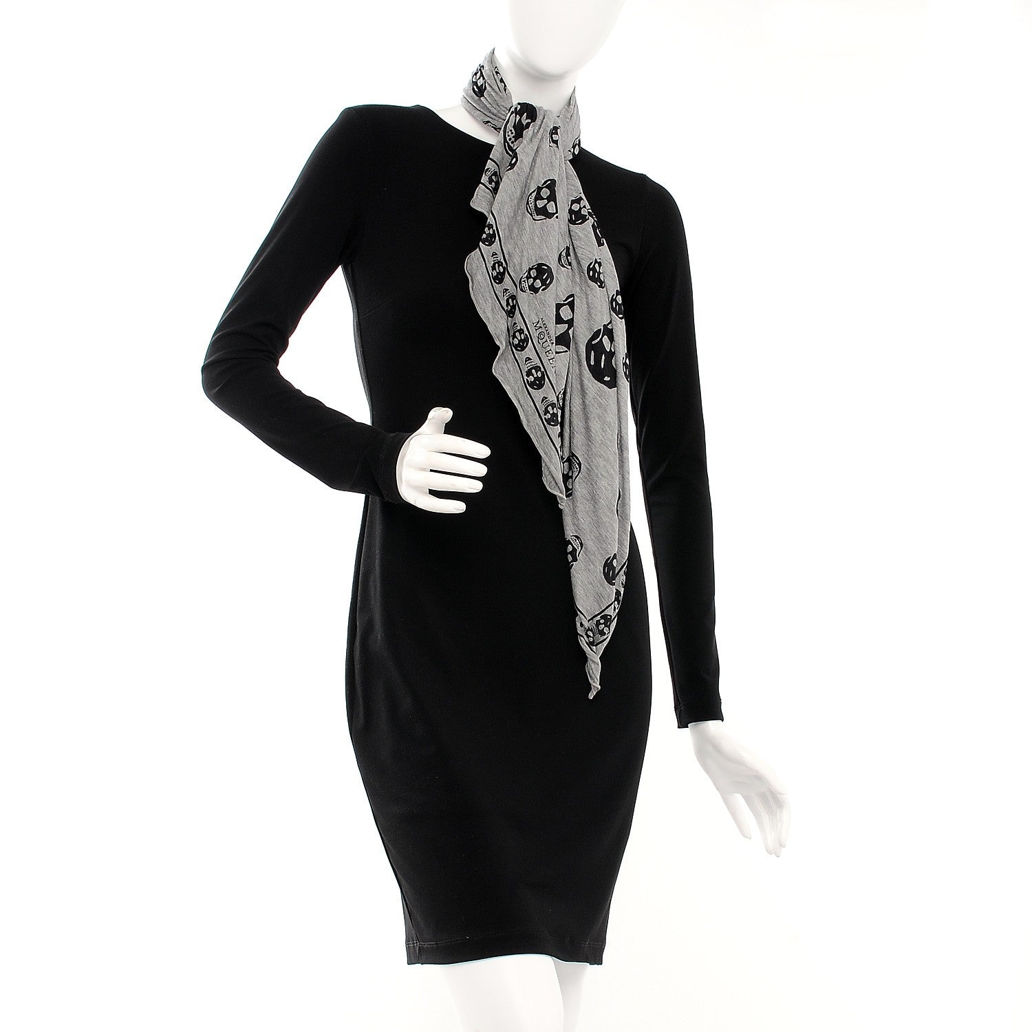 Alexander McQueen Modal Skull Scarf Grey Black 2 of 5