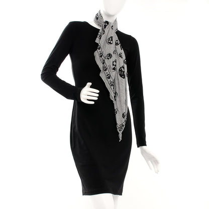 Alexander McQueen Modal Skull Scarf Grey Black 2 of 5