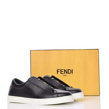 Fendi Vitello Microfiber FF Rockoclick Slip On Sneakers 39 Black Tobacco 10 of 10