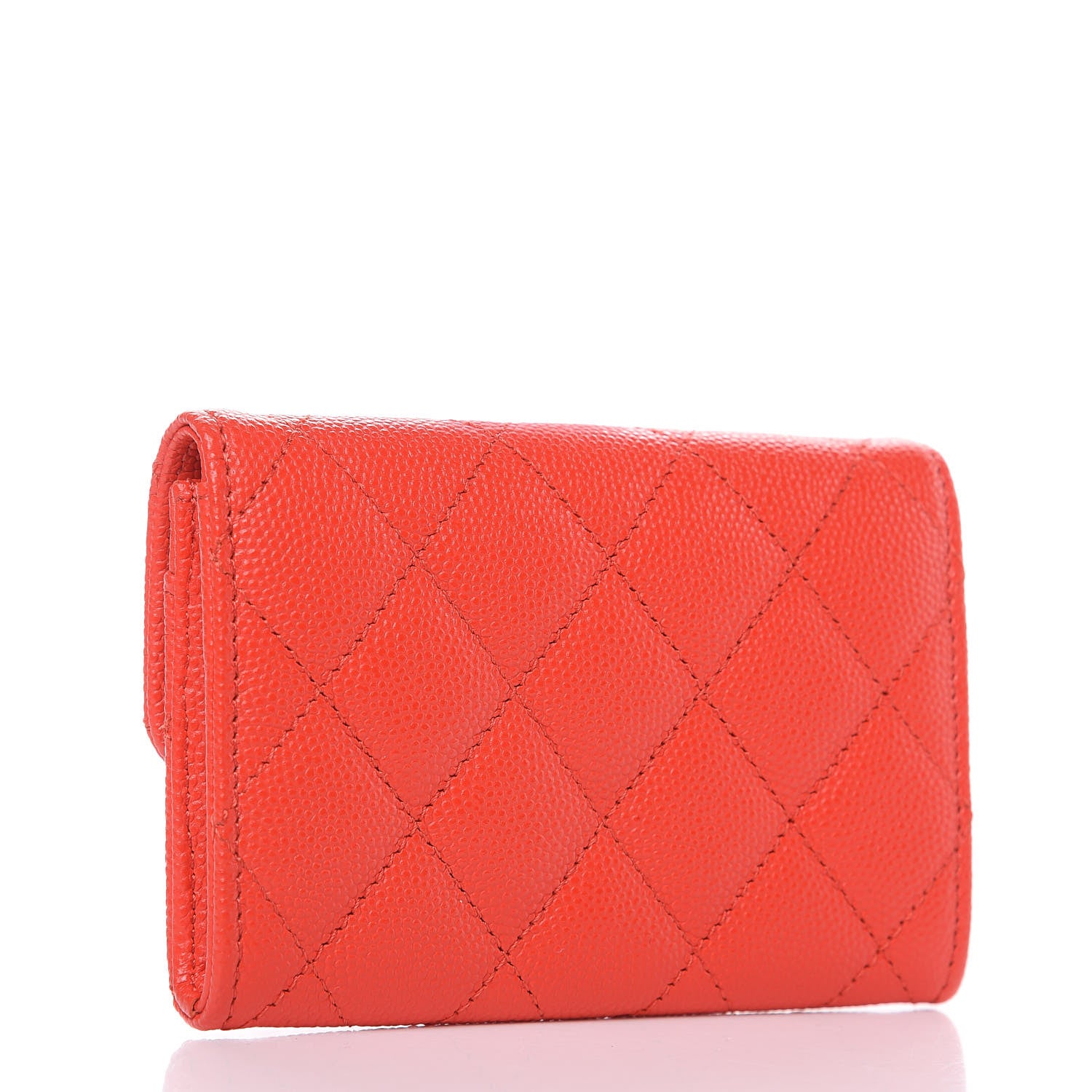 Chanel Caviar Quilted Flap Card Holder Wallet Red 3 of 8