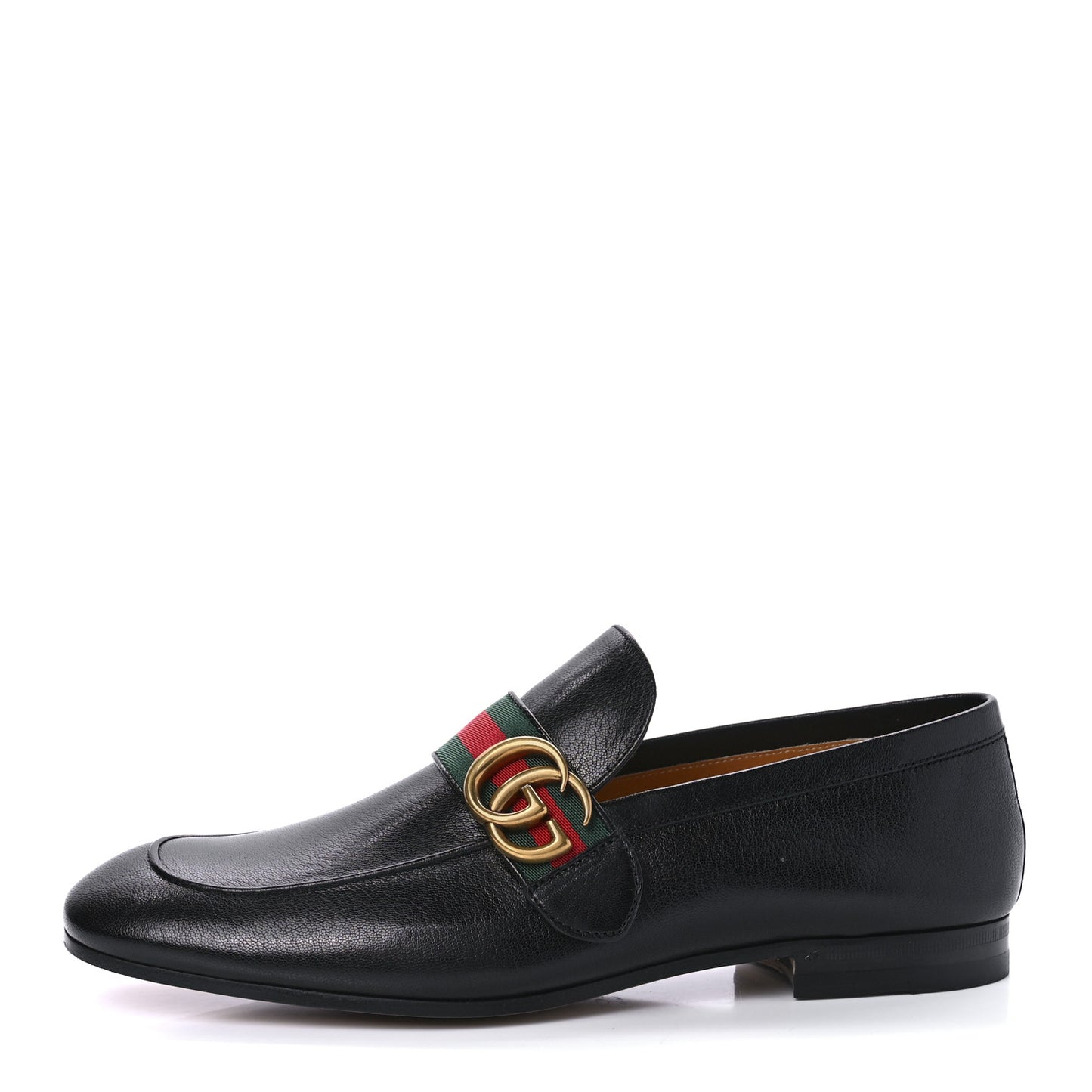 Goatskin Web Mens GG Loafers 7 Black