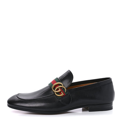 Gucci Goatskin Web Mens GG Loafers 7 Black 1 of 8