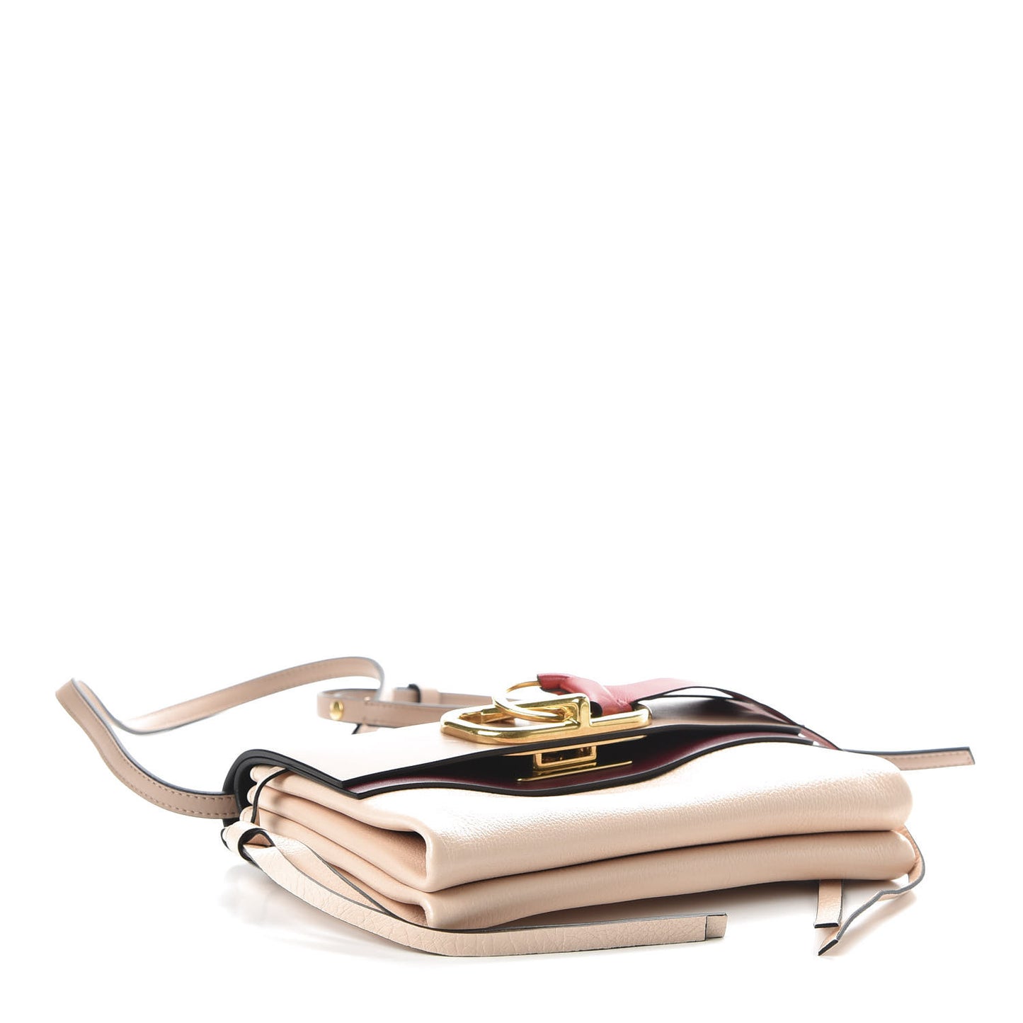 Smooth Calfskin Small VRing Crossbody Bag Rose Cannelle Light Ivory Cerise