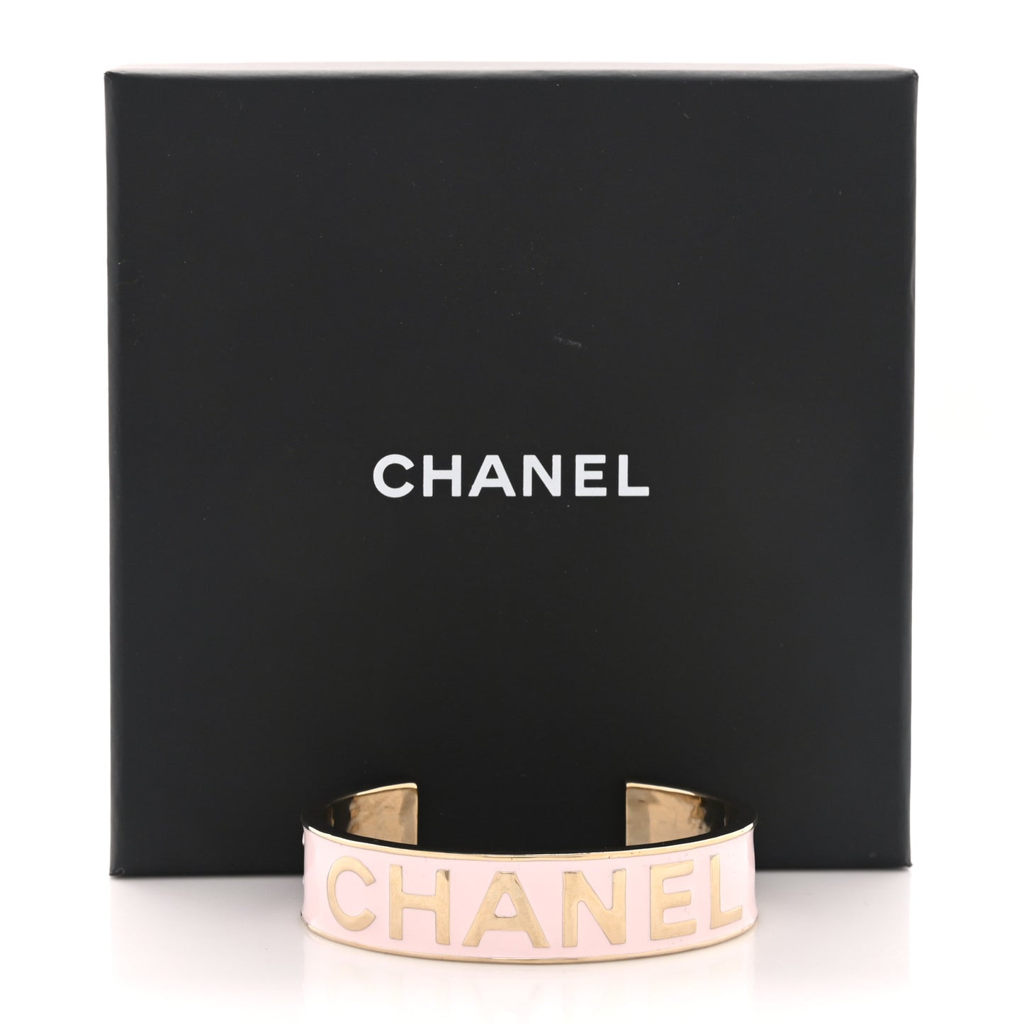 Metal Enamel Chanel Logo Cuff Bracelet M Pink