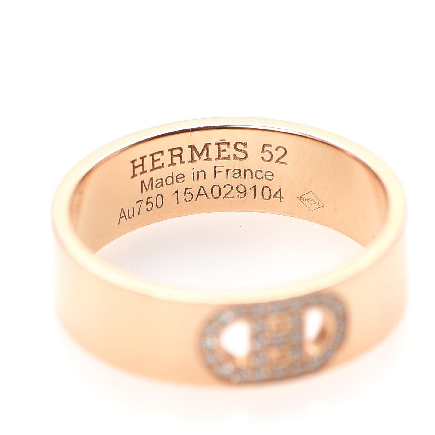 18K Rose Gold Diamond PM H D'Ancre Ring 52 6