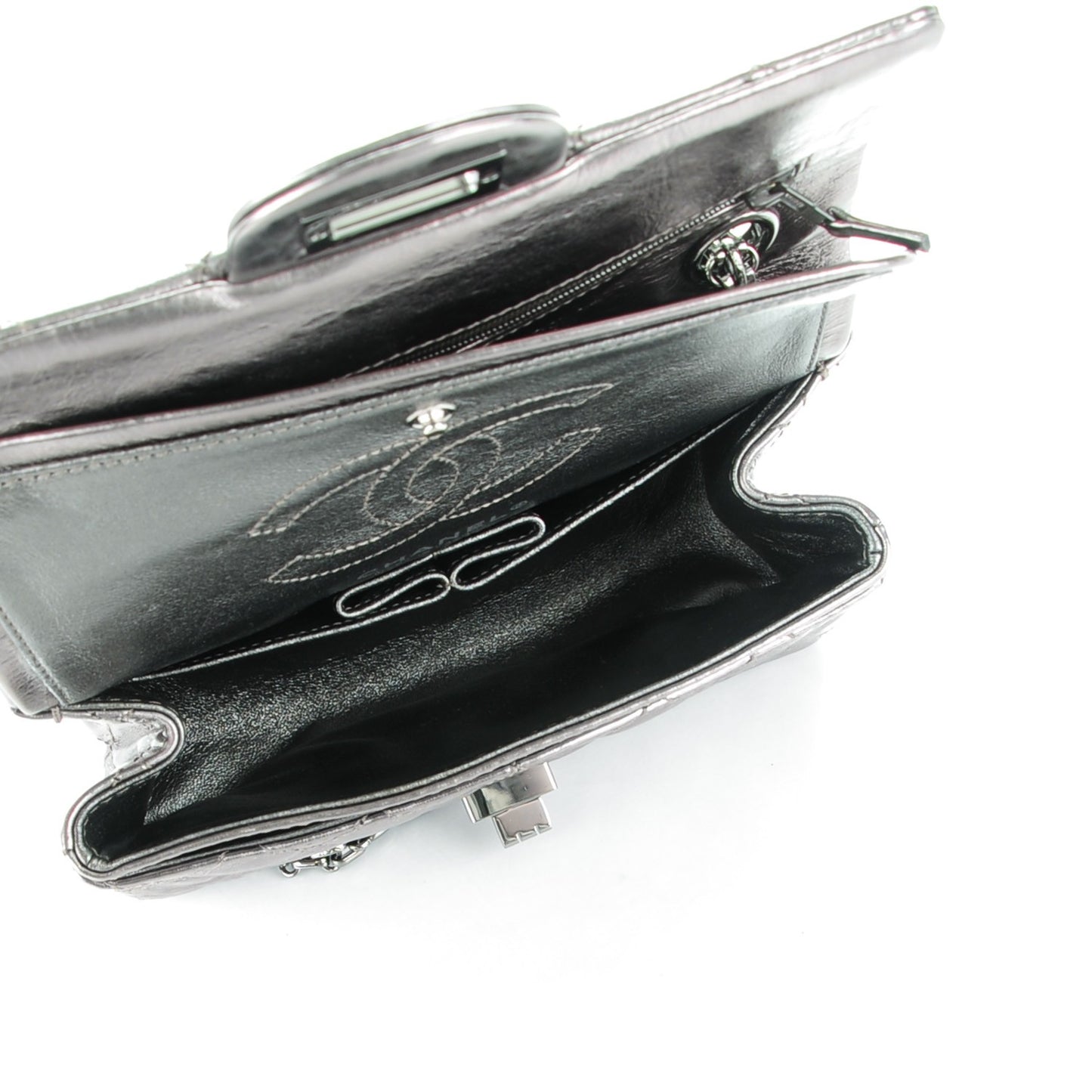 Metallic Aged Calfskin 2.55 Reissue 224 Flap Silver