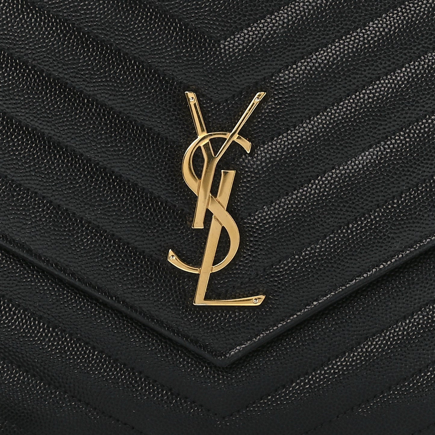 Grain De Poudre Matelasse Chevron Monogram Envelope Clutch Black