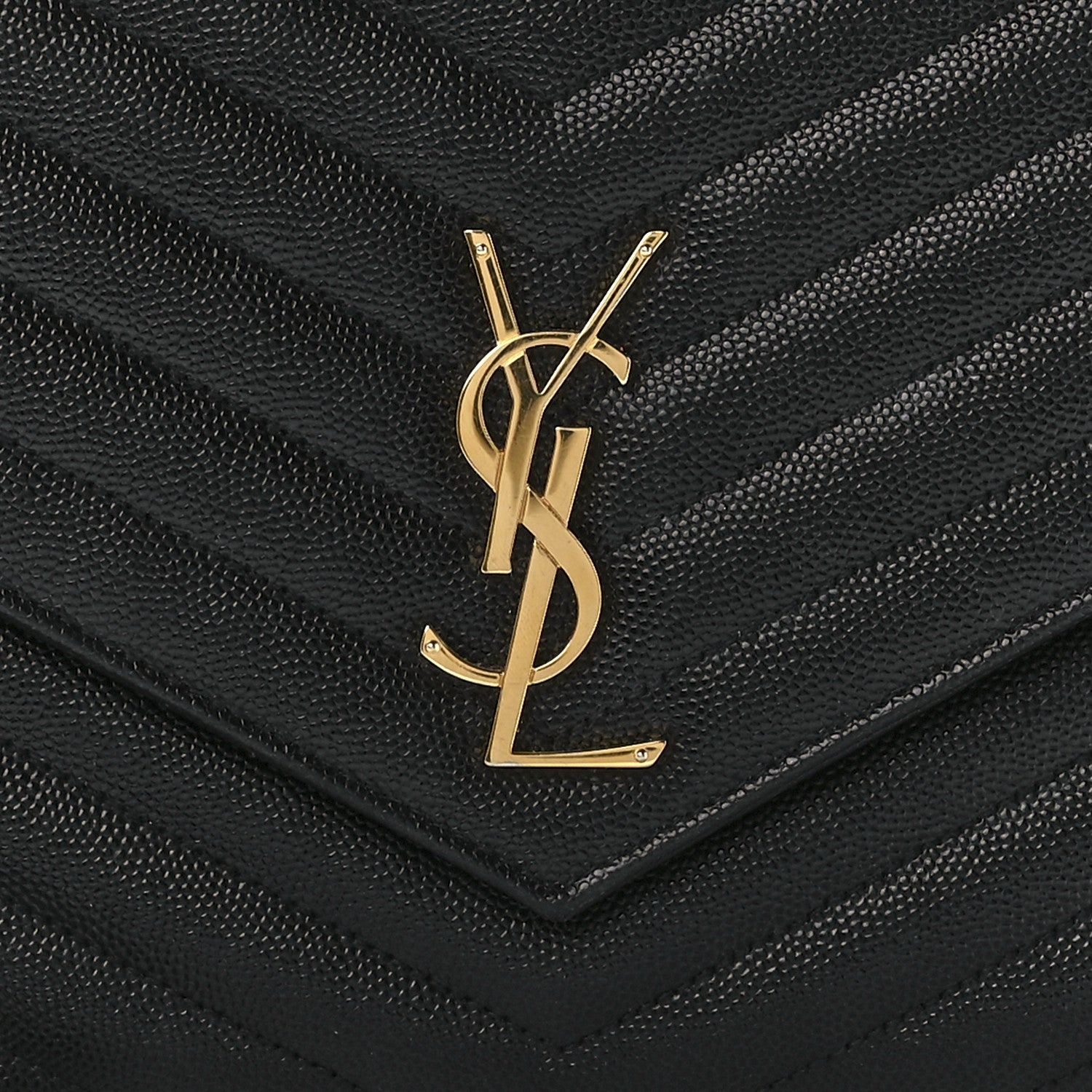 Saint Laurent Grain De Poudre Matelasse Chevron Monogram Envelope Clutch Black 7 of 10