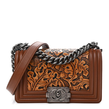 Chanel Calfskin Embossed Small Cordoba Boy Flap Brown 1 of 9