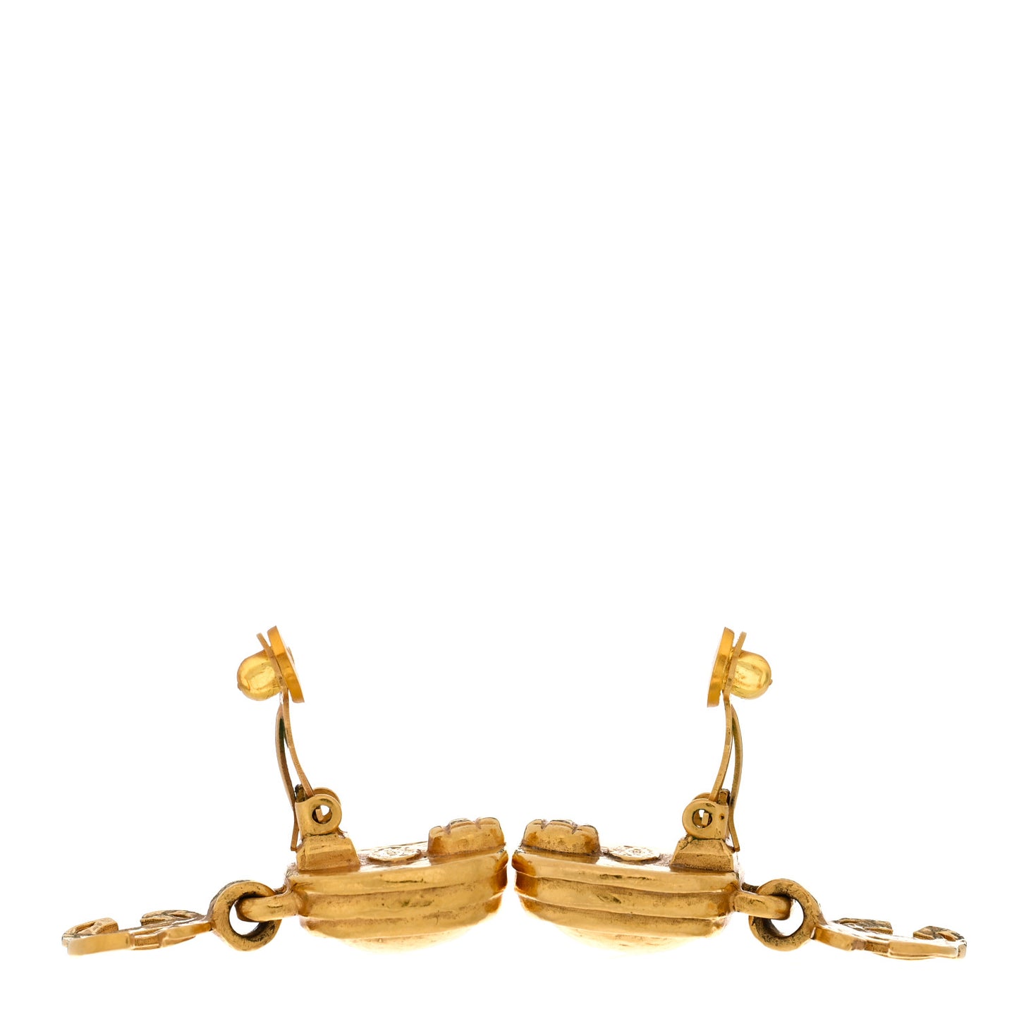 CC Drop Clip On Earrings Gold