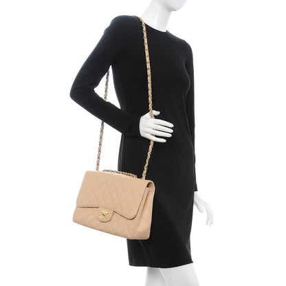 Chanel Caviar Quilted Jumbo Single Flap Beige Clair 3 of 8