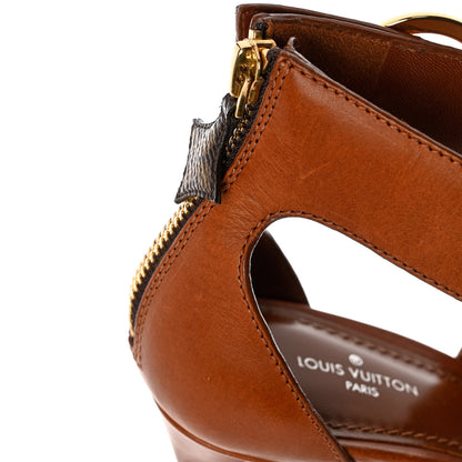 Louis Vuitton Calfskin Monogram Horizon Platform Sandals 36 Cognac Brown 11 of 12