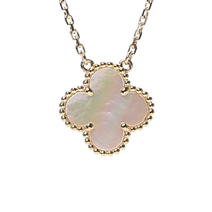 Van Cleef & Arpels 18K Yellow Gold Mother of Pearl Vintage Alhambra Pendant Necklace 7 of 10