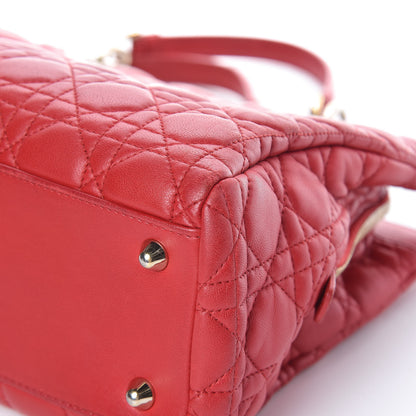 Christian Dior Lambskin Cannage Small Dior Soft Zipped Shopping Tote Red 20 of 20