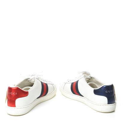 Gucci Calfskin Web LOVED Embroidered Womens Ace Sneakers 36 White 6 of 13