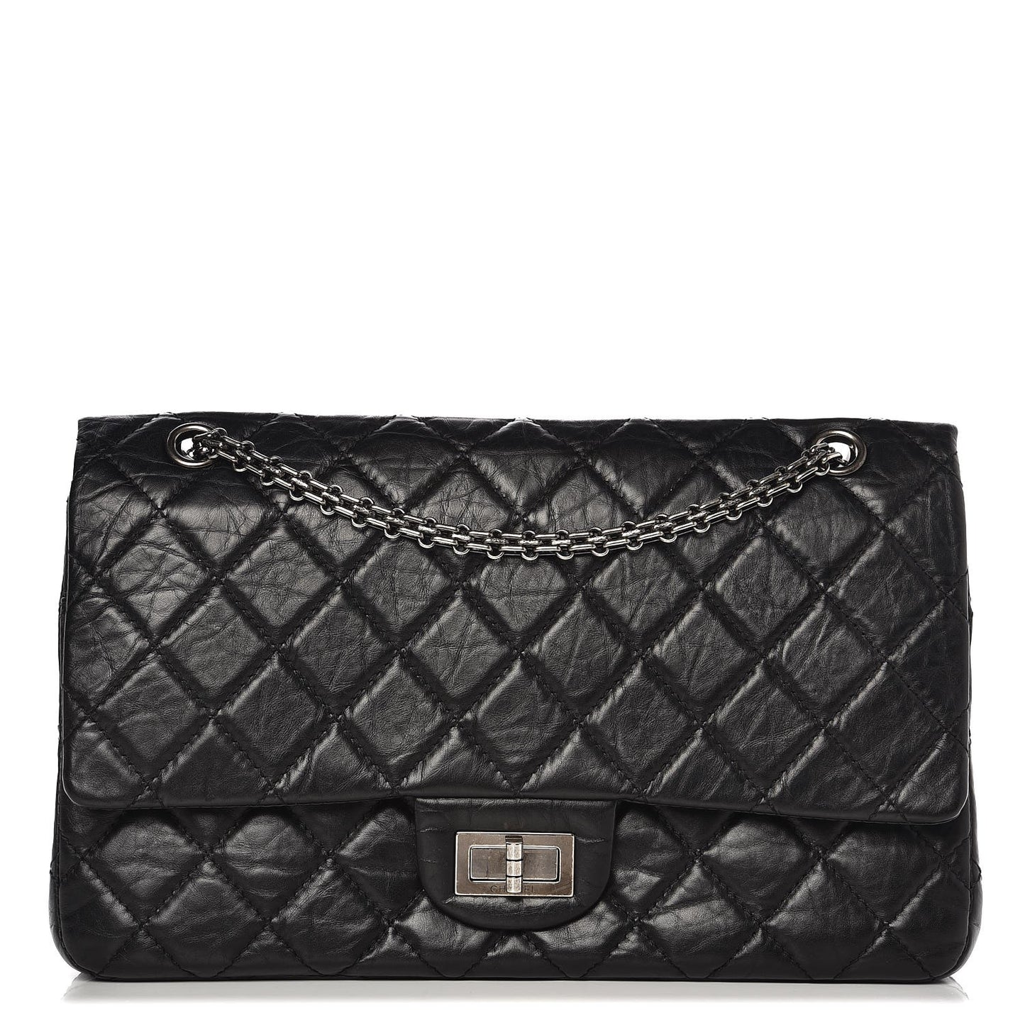 Aged Calfskin Quilted 2.55 Reissue 227 Flap Black