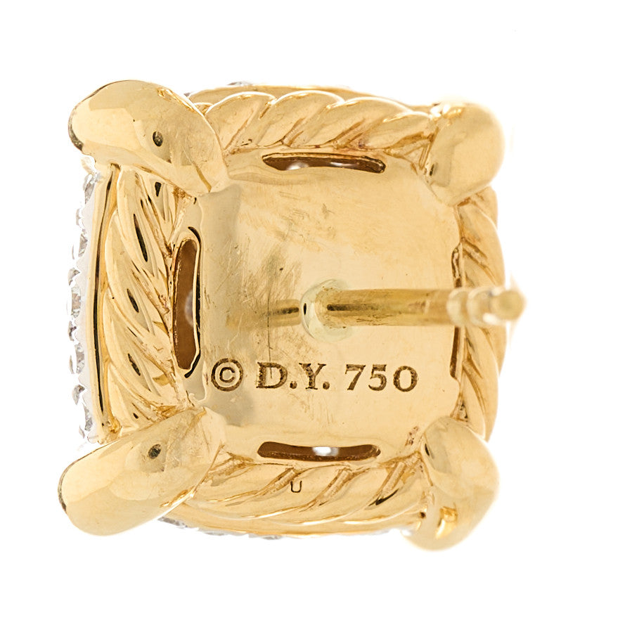 David Yurman 18K Yellow Gold Diamond 11mm Chatelaine Pave Stud Earrings 4 of 5