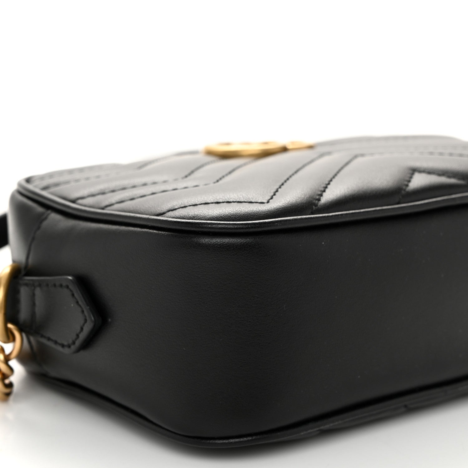 Gucci Calfskin Matelasse Mini GG Marmont Chain Shoulder Bag Black 9 of 10