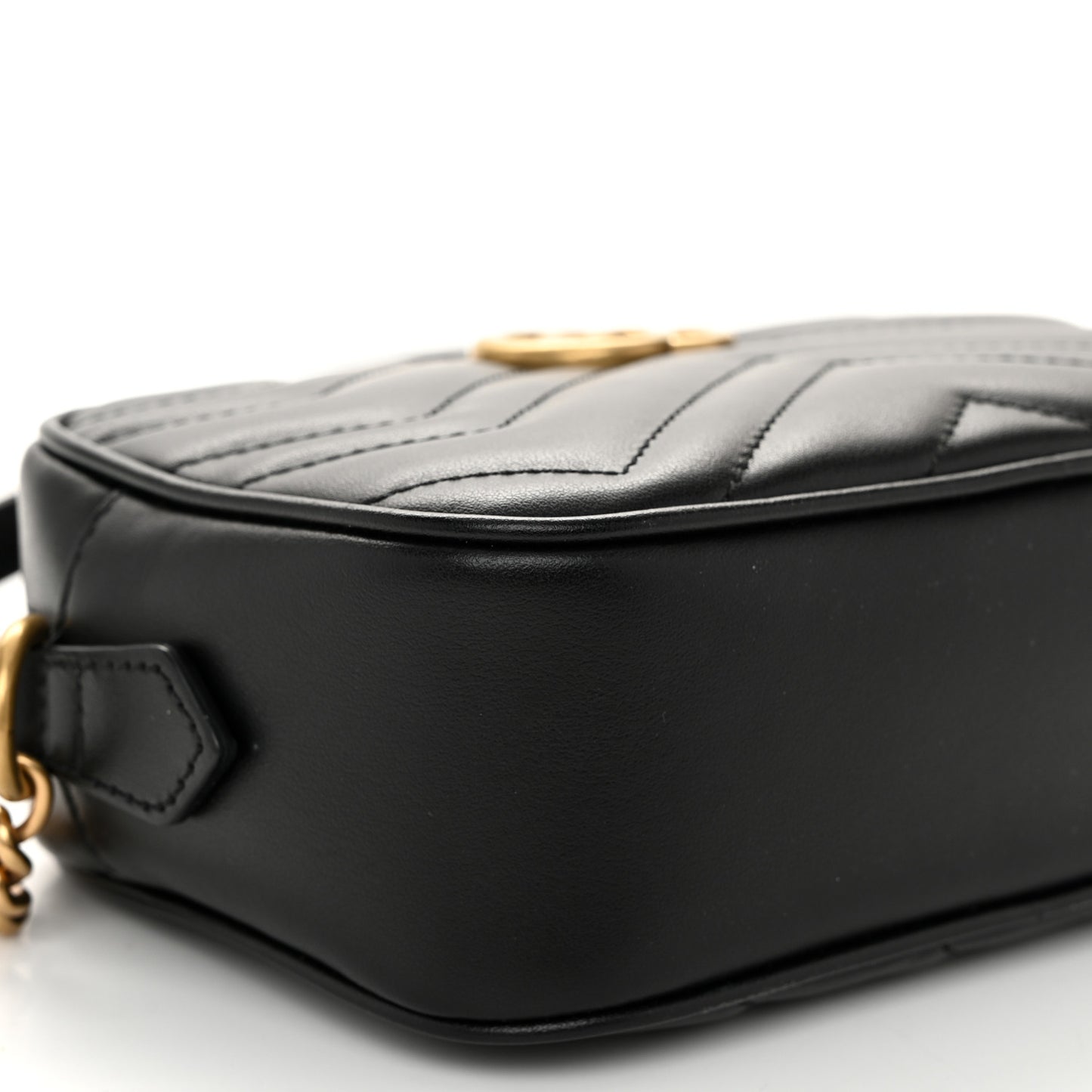 Calfskin Matelasse Mini GG Marmont Chain Shoulder Bag Black