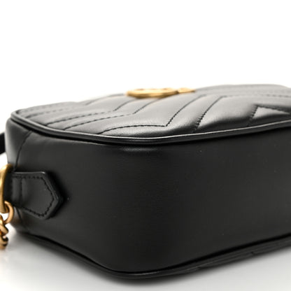 Gucci Calfskin Matelasse Mini GG Marmont Chain Shoulder Bag Black 9 of 10