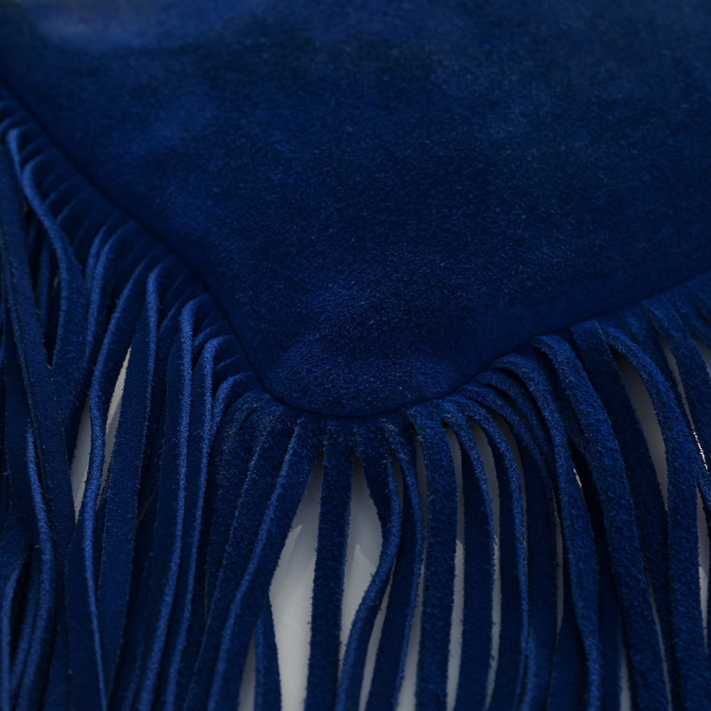 Suede Calfskin Small Fringe Crossbody Bag Blue
