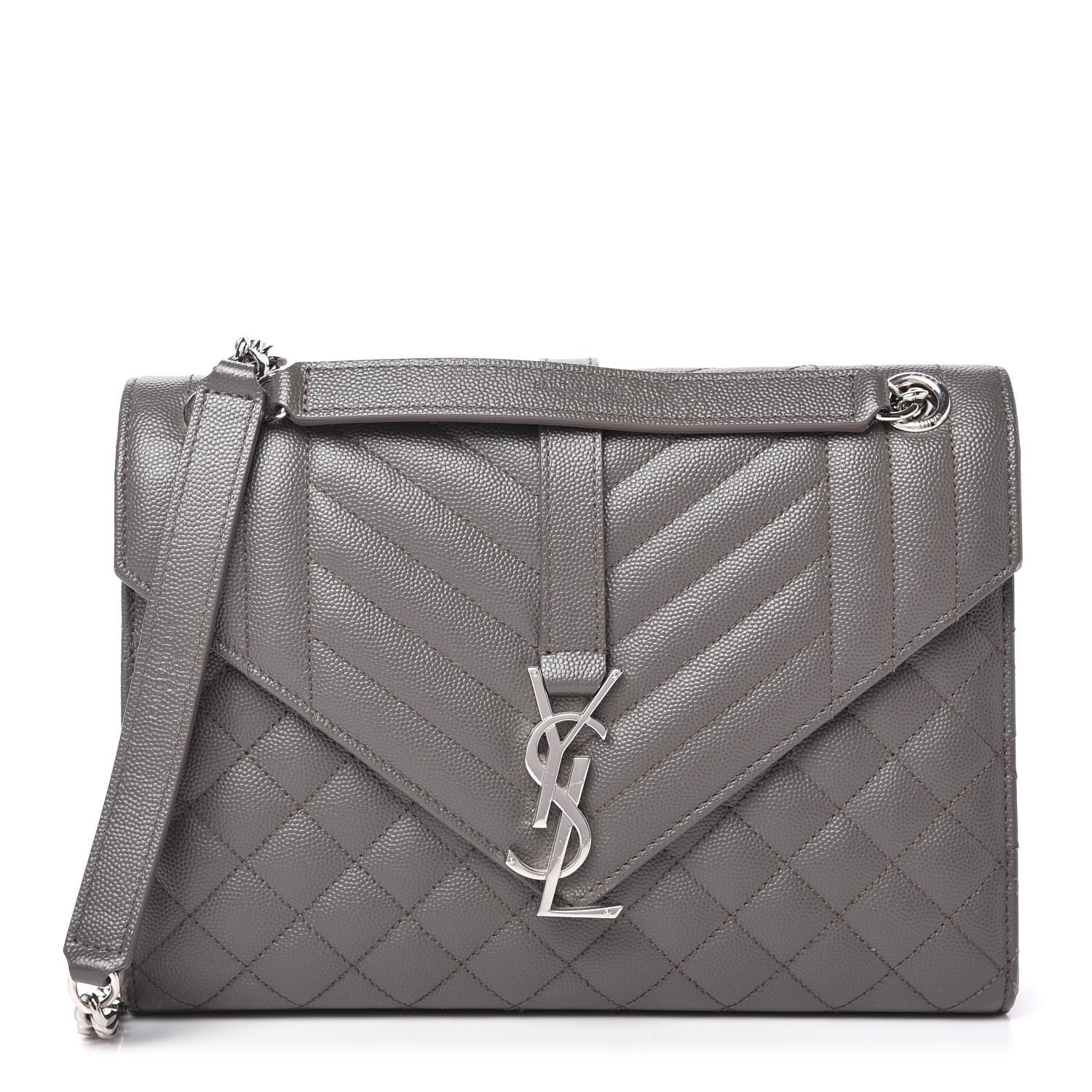 Saint Laurent Grain De Poudre Textured Mixed Matelasse Medium Triquilt Monogram Satchel Earth 1 of 11