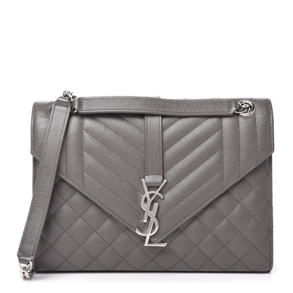 Saint Laurent Grain De Poudre Textured Mixed Matelasse Medium Triquilt Monogram Satchel Earth 1 of 11
