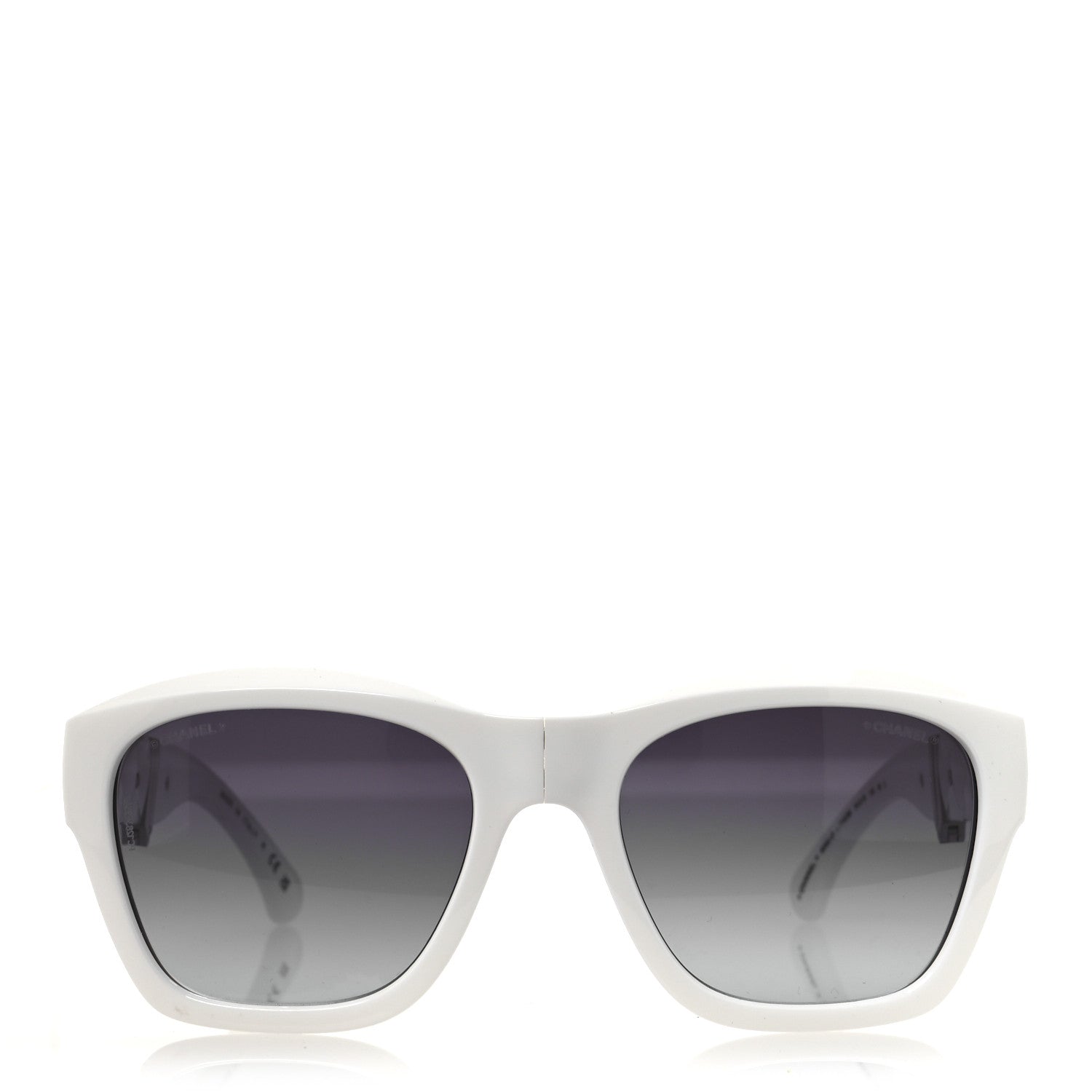 Chanel Acetate Metal Square Folding Sunglasses 6055-B White 2 of 7