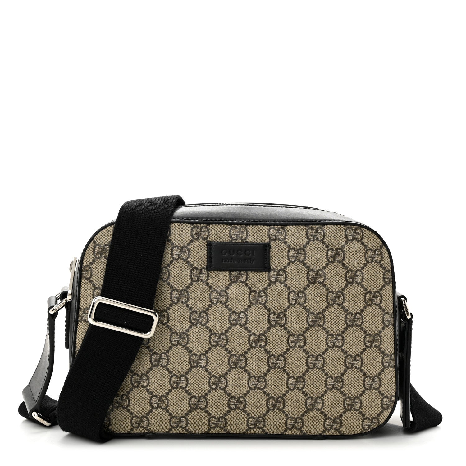 Gucci GG Supreme Monogram Camera Bag Beige Black 1475598