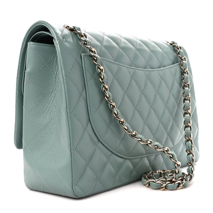 Chanel Caviar Quilted Maxi Double Flap Light Blue 3 of 11