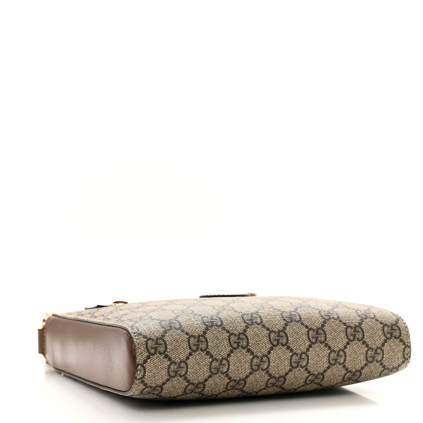 GG Supreme Monogram Azalea Calfskin Retro Interlocking G Flat Messenger Bag Beige Ebony Brown Sugar