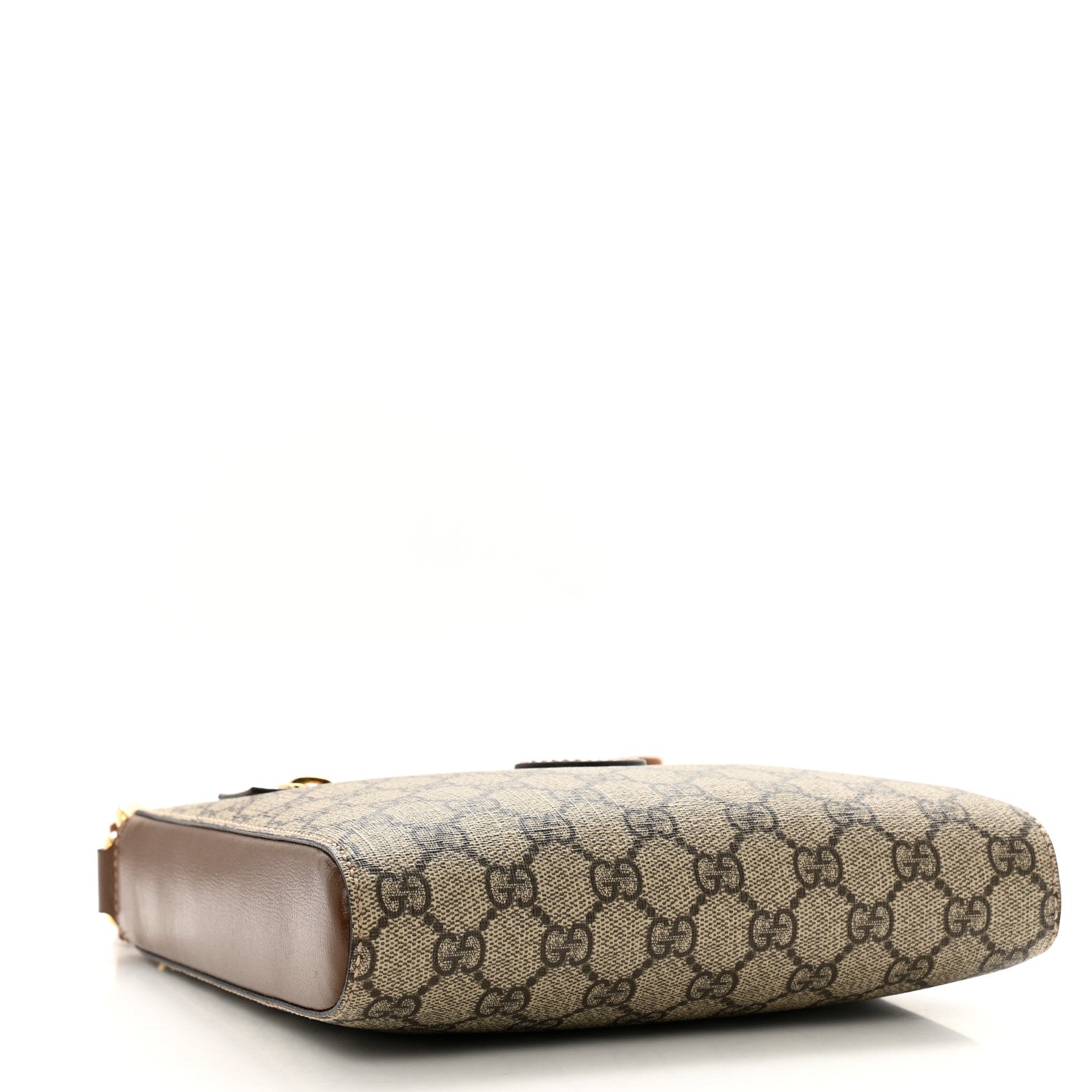 Gucci GG Supreme Monogram Azalea Calfskin Retro Interlocking G Flat Messenger Bag Beige Ebony Brown Sugar 4 of 11