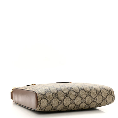 Gucci GG Supreme Monogram Azalea Calfskin Retro Interlocking G Flat Messenger Bag Beige Ebony Brown Sugar 4 of 11