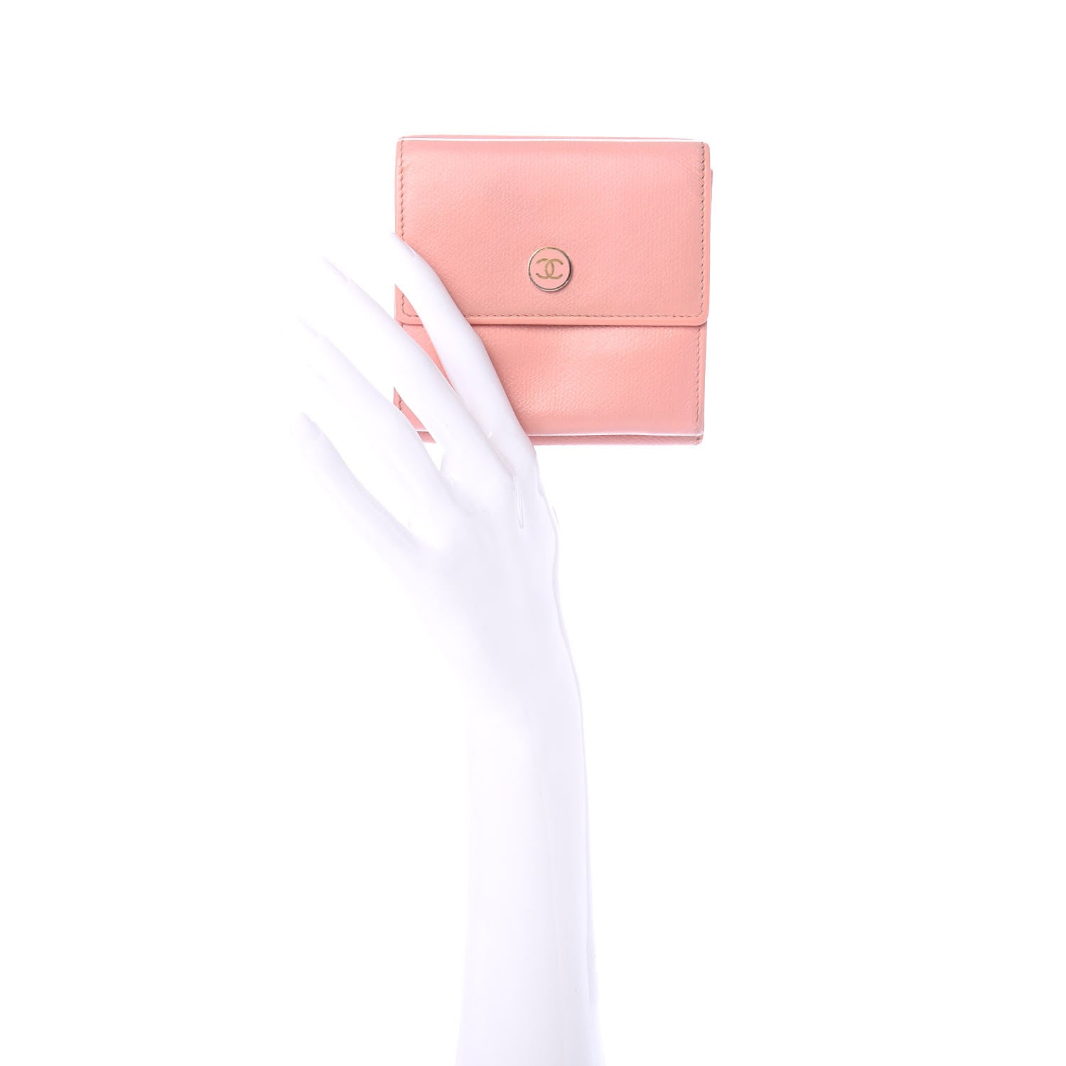 Chanel Grained Calfskin CC Button Compact Wallet Pink 2 of 9