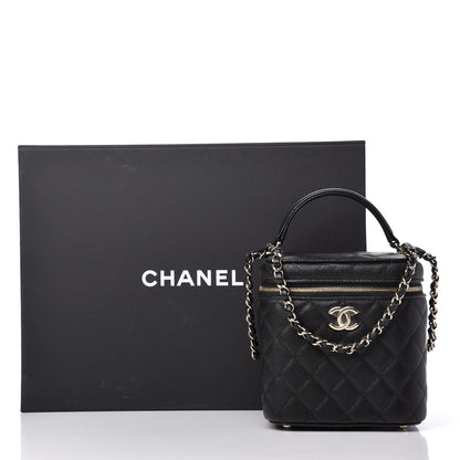 Chanel Caviar Quilted Small Top Handle Vanity Case With Chain Black 10 of 10