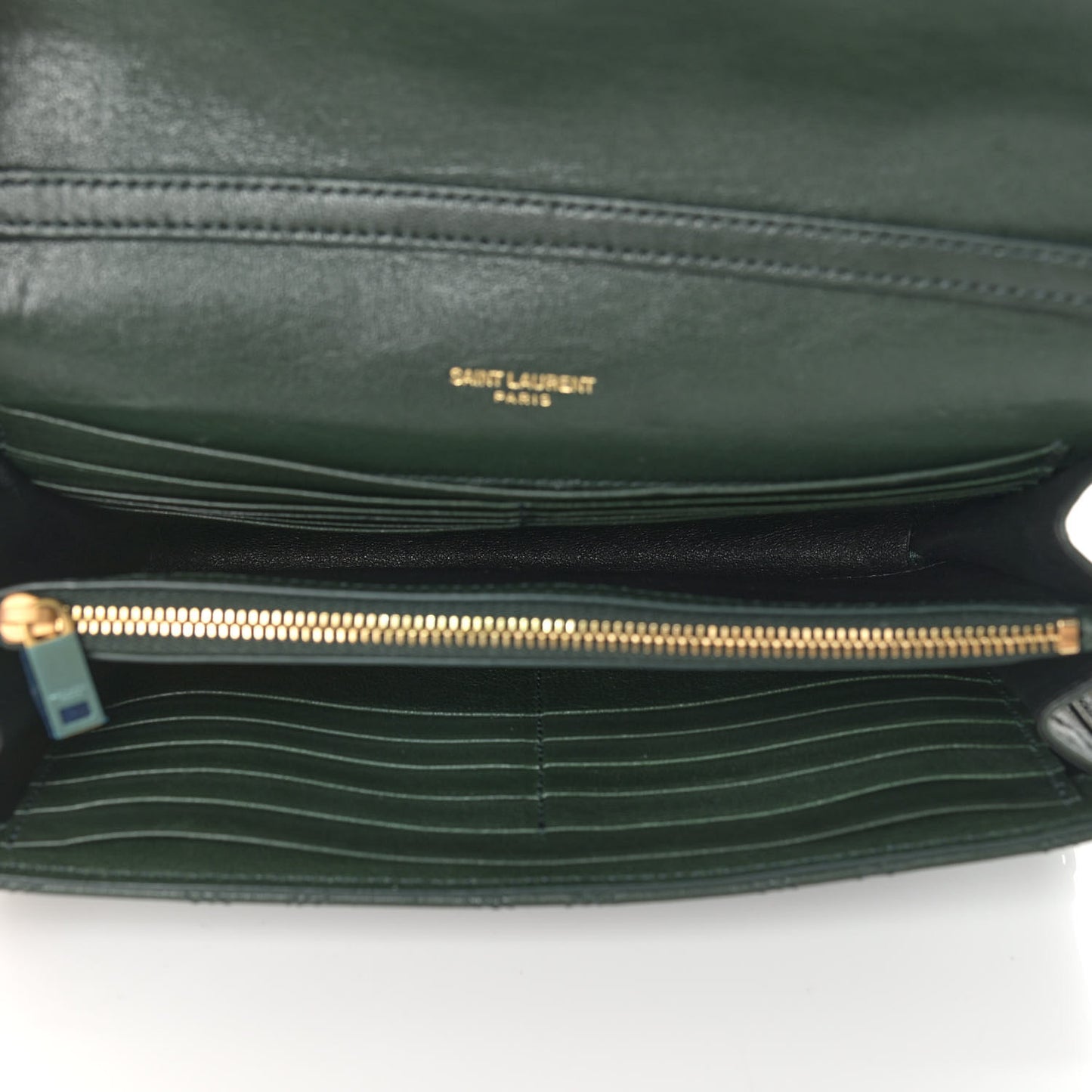 Lambskin Diamond Quilted Becky Chain Wallet Green