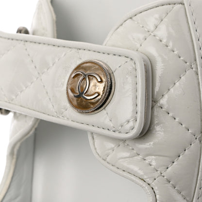 Chanel Laminated Lambskin Quilted Velcro Dad Sandals 36 White 10 of 12