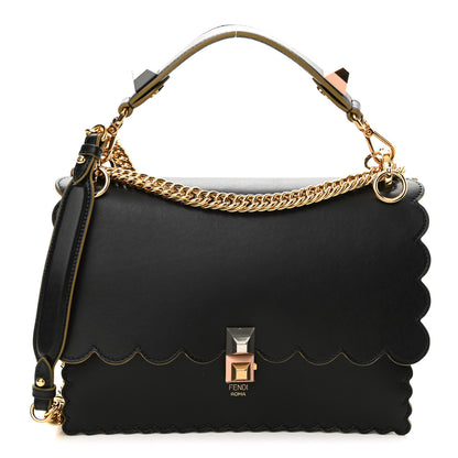 Fendi Vitello Liberty Scalloped Studded Kan I Shoulder Bag Black 1 of 8