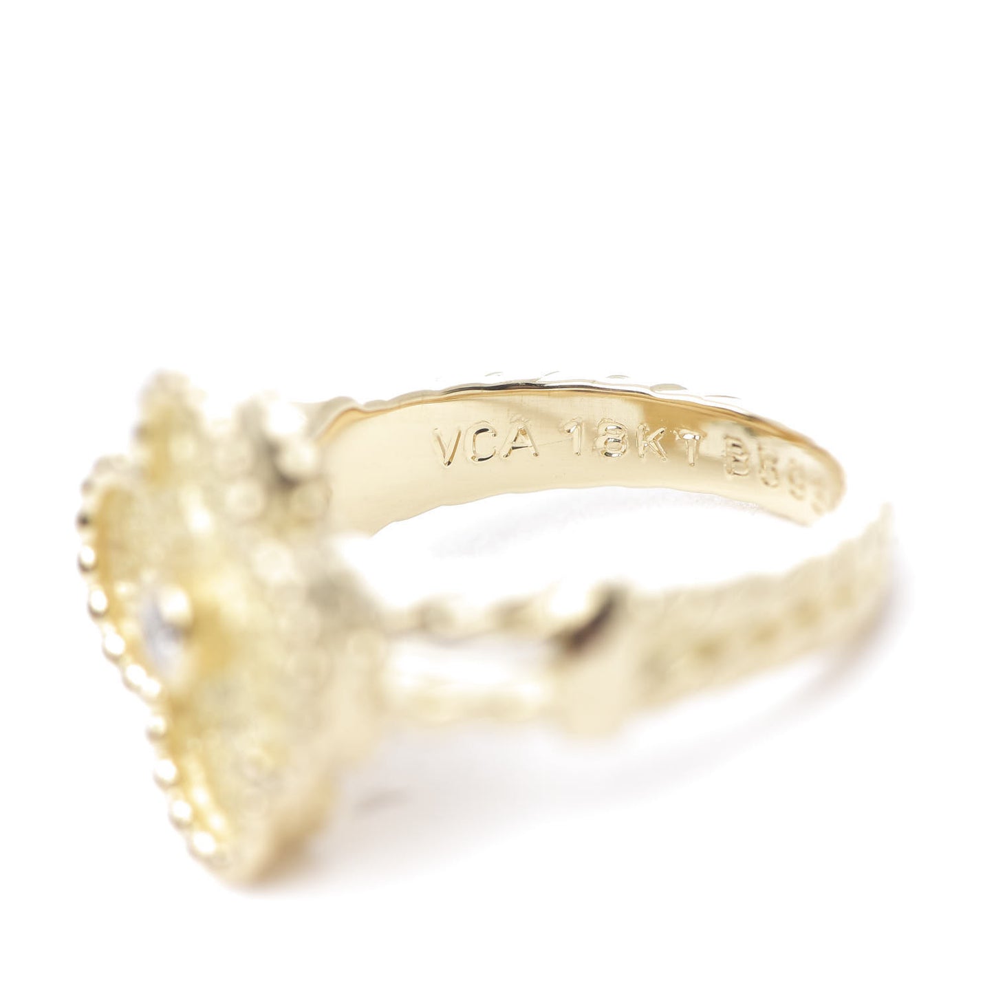 18K Yellow Gold Diamond Vintage Alhambra Ring 48 4.5