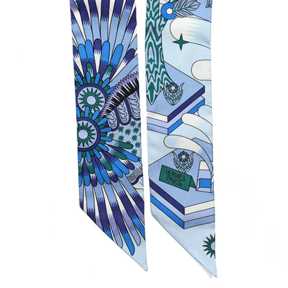 Hermes Silk La Source de Pegase Twilly Ciel Bleu Royal White 2 of 3