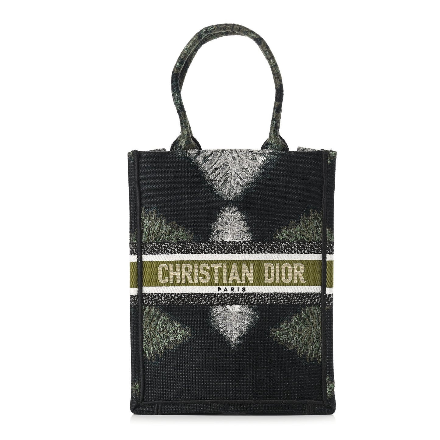 Canvas Tie And Dior Vertical Book Tote Green Multicolor