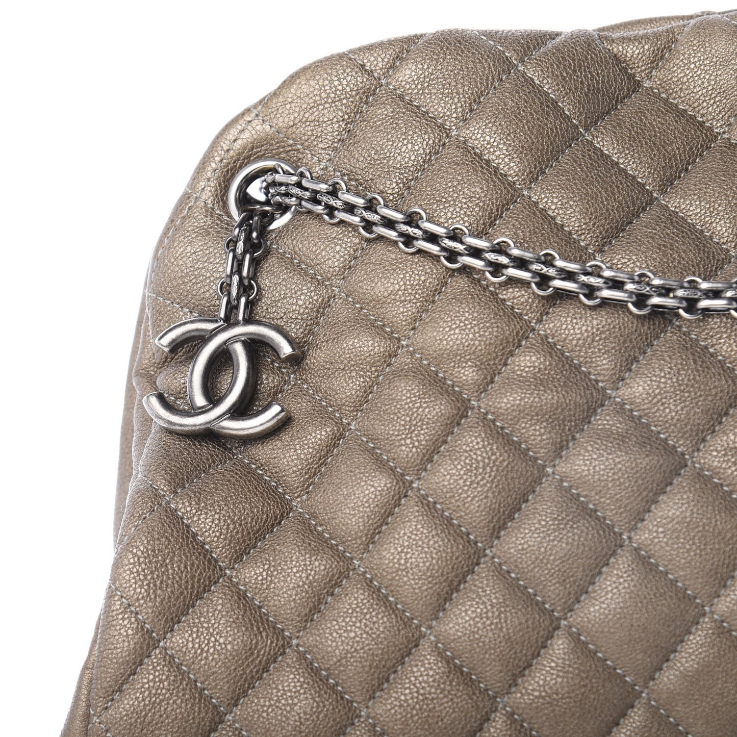 Calfskin Large Just Mademoiselle Bowling Bag Silver