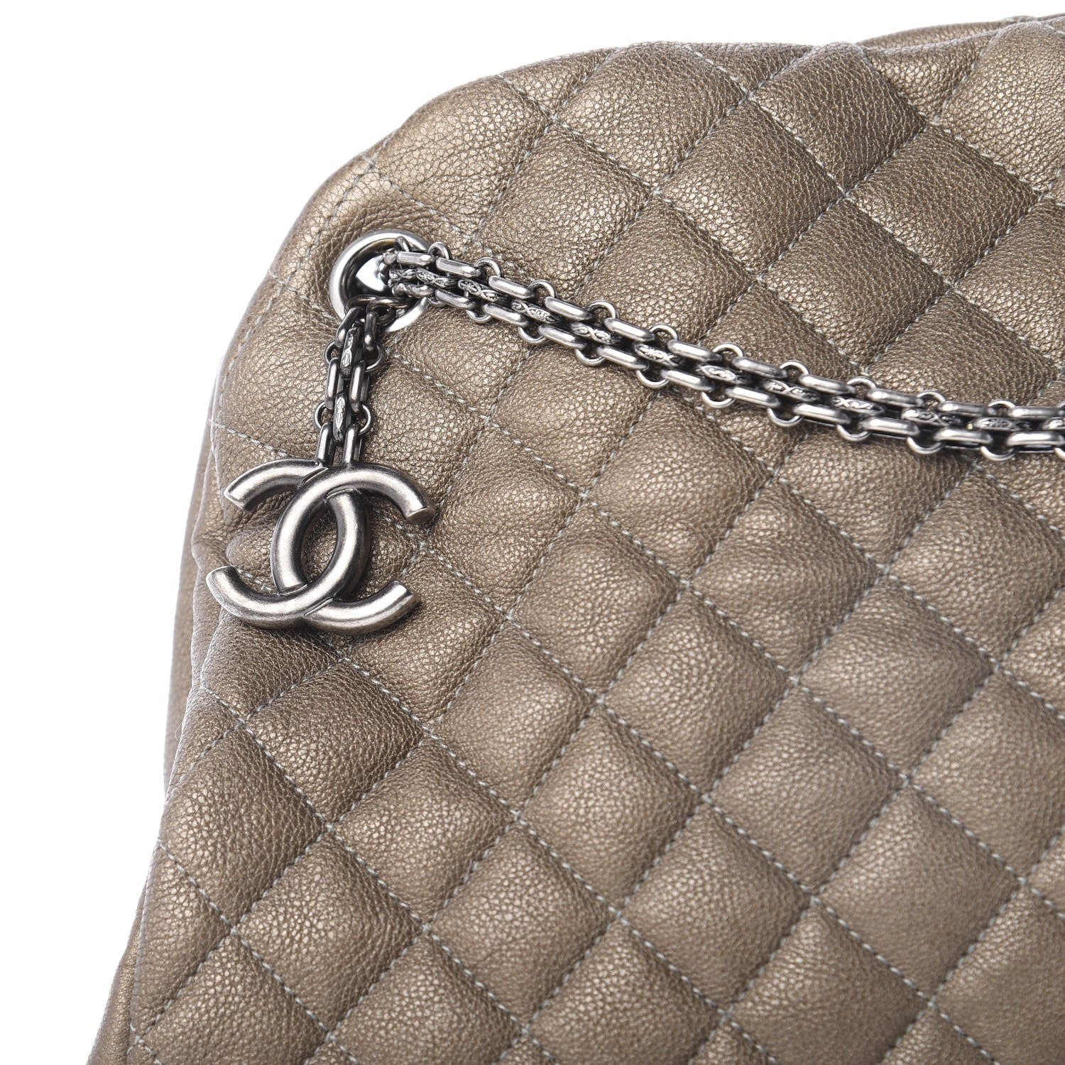 Chanel Calfskin Large Just Mademoiselle Bowling Bag Silver 11 of 11
