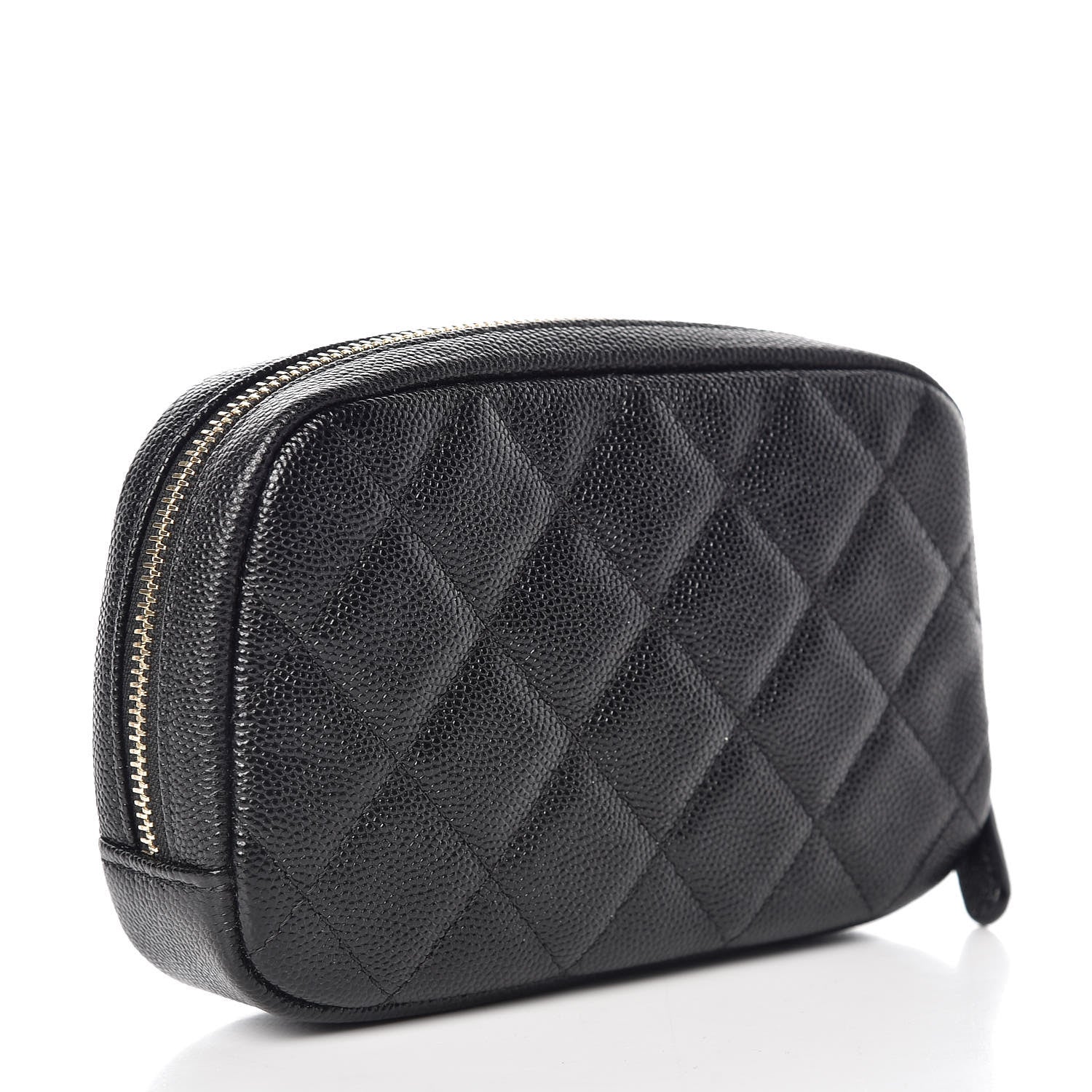 Chanel Caviar Quilted Small Curvy Pouch Cosmetic Case Black 3 of 10