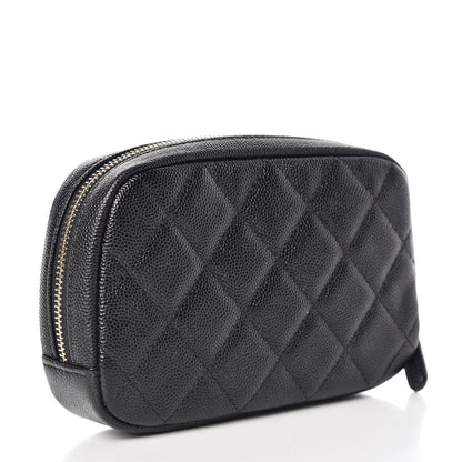 Chanel Caviar Quilted Small Curvy Pouch Cosmetic Case Black 3 of 10