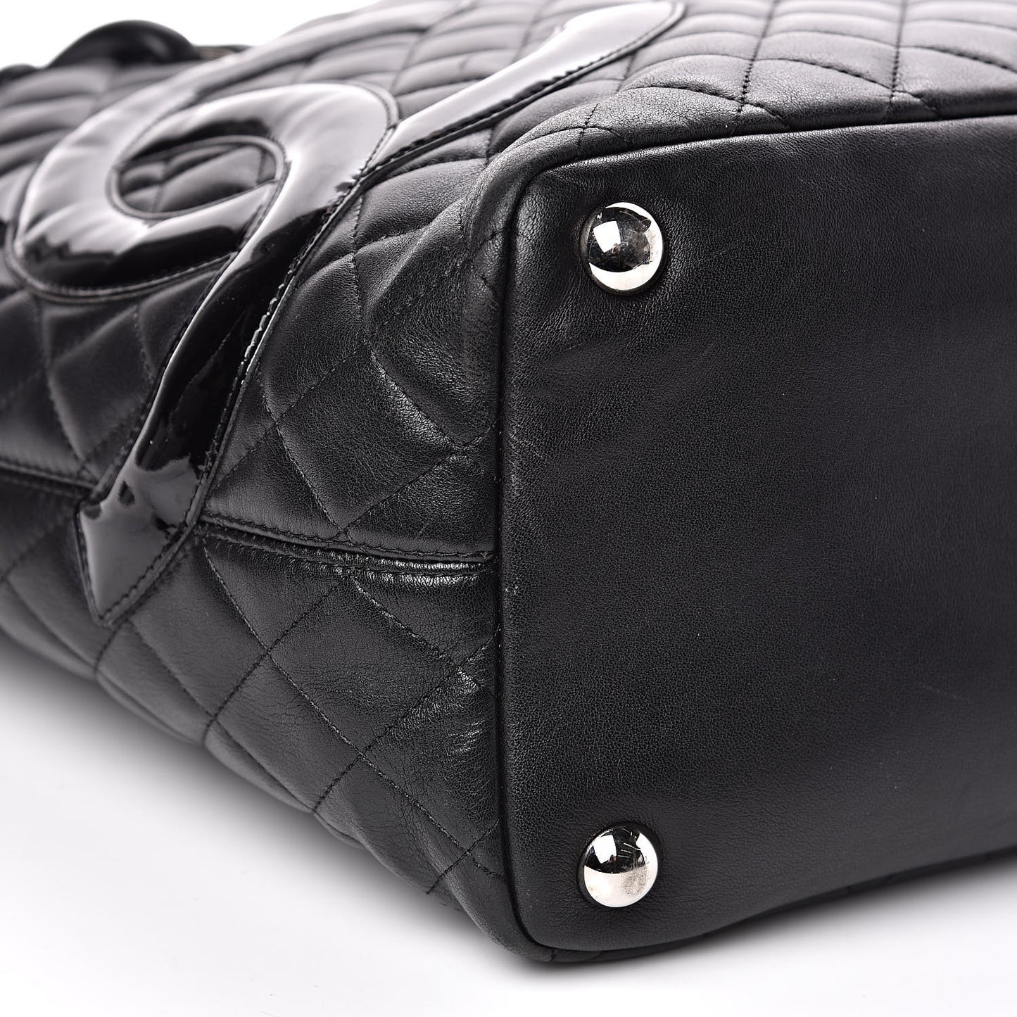 Calfskin Quilted Large Cambon Tote Black